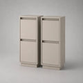 Credenza set 2 mobili verticali 40 x 35 x 120 cm in MDF beige 4 ante senza maniglie base a zoccolo