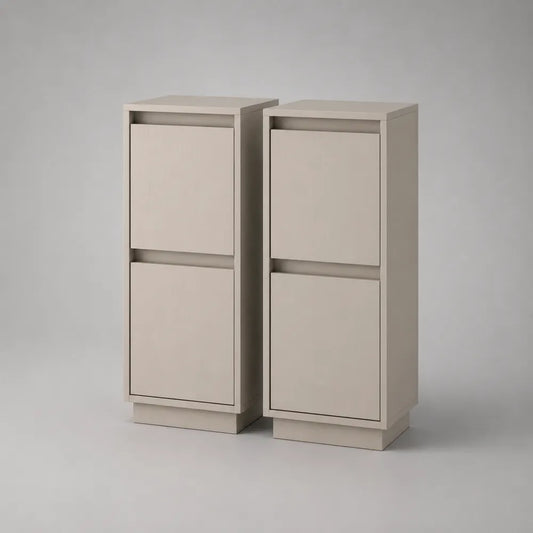 Credenza set 2 mobili verticali 40 x 35 x 120 cm in MDF beige 4 ante senza maniglie base a zoccolo